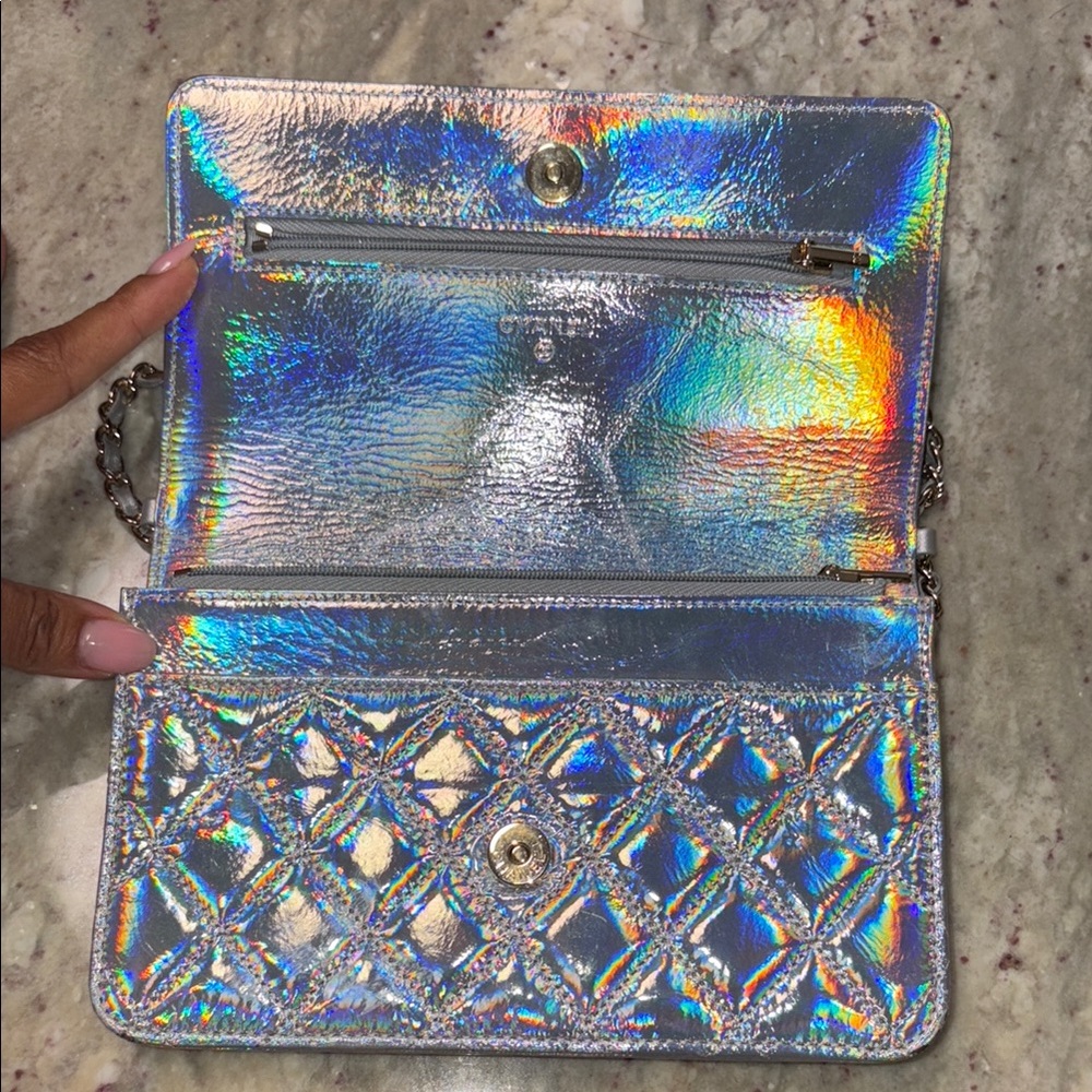 Chanel Goatskin Iridescent Holographic Wallet on Chain - Picture 3 of 14